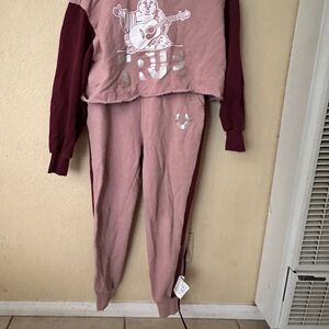 True Religion Maroon Sweatpants Set